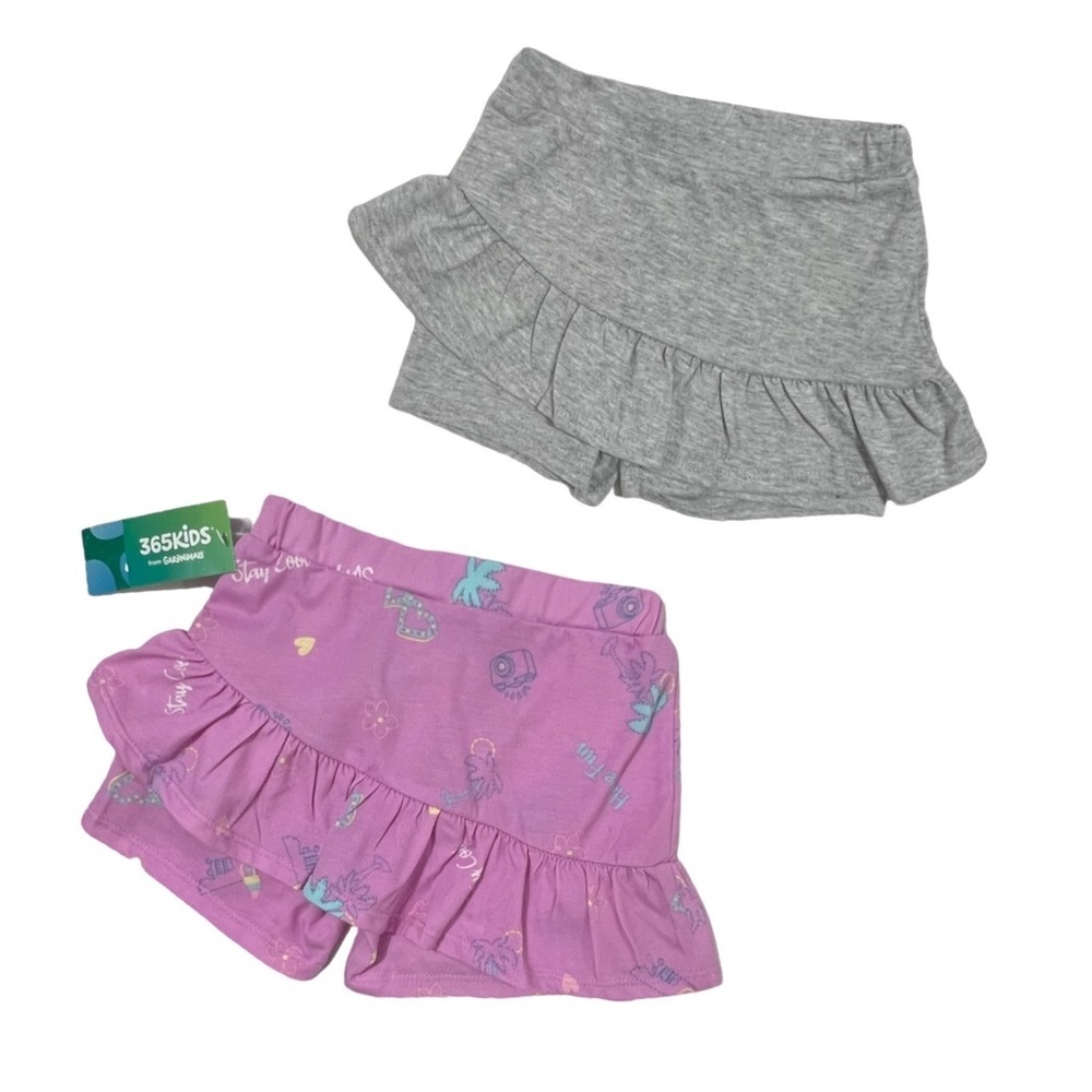 360 Kids Garanimals Girls Size 4 Skirt  Shorts Ruffles Set 2 Pcs Pink Gray